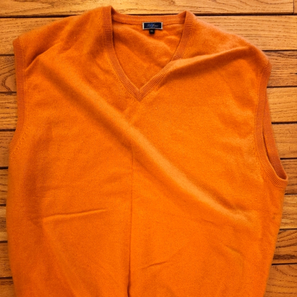 Tom James 3XL Cashmere Sweater Vest Orange